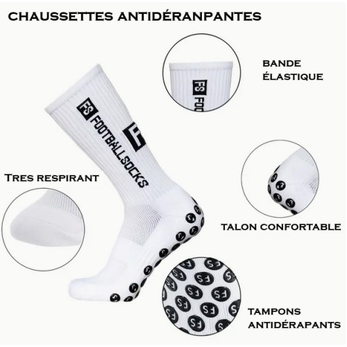 Chaussettes Antidérapantes Football Socks Blanche